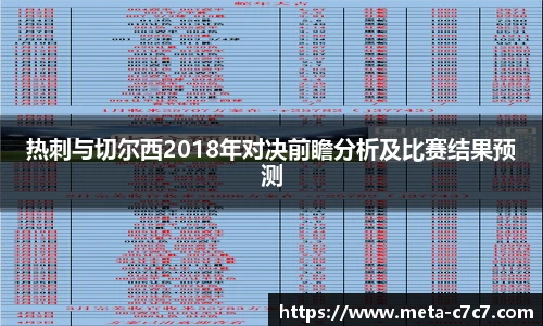 热刺与切尔西2018年对决前瞻分析及比赛结果预测